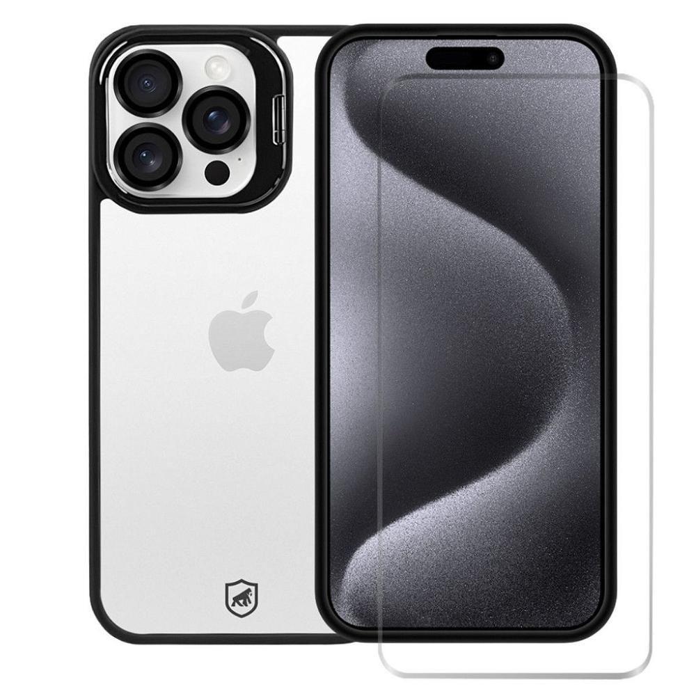 Kit Capa Gravity Preta E Pelicula Nano Vidro Para Iphone 15 Pro Max - Gshield - 1