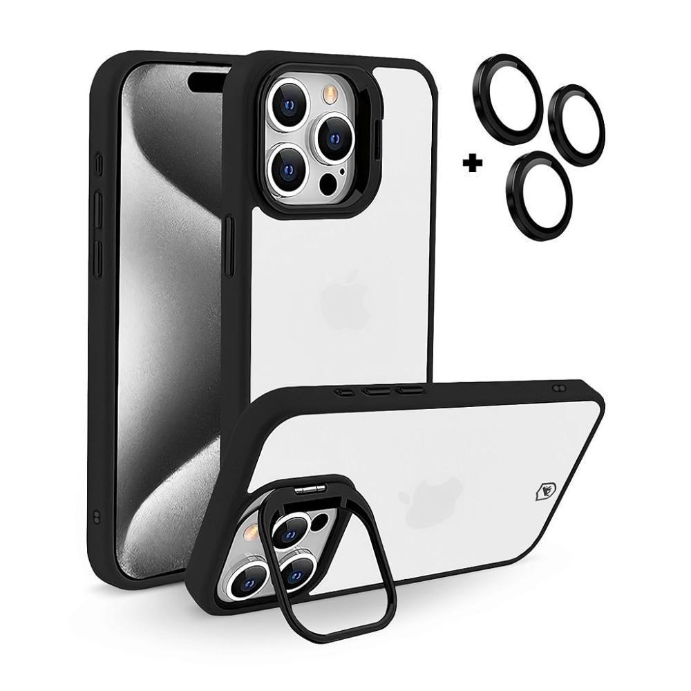 Kit Capa Gravity Preta E Pelicula Nano Vidro Para Iphone 15 Pro Max - Gshield - 8