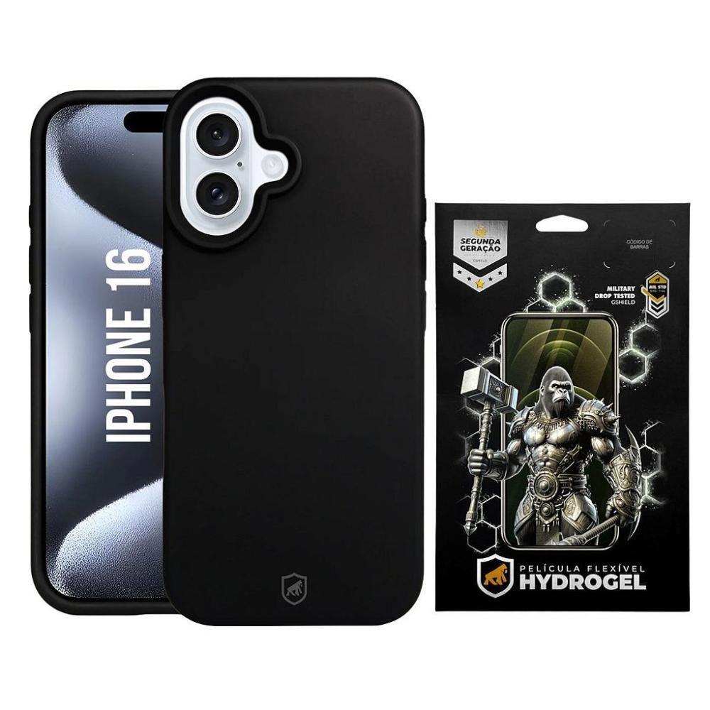 Kit Capa Silicon Premium E Película Hydrogel Hd Para Iphone 16 - Gshield - 1