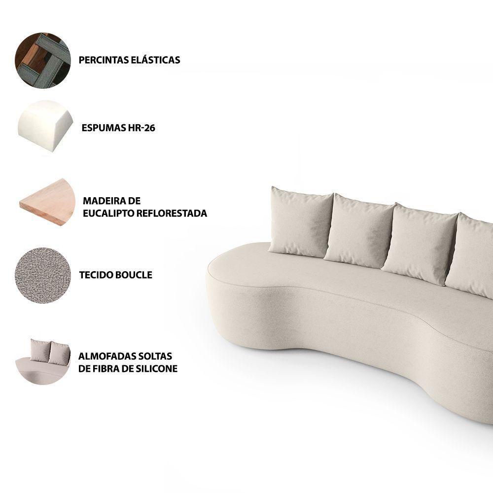 Sofá Orgânico Curvo 2,10m 3 Lugares Com Almofadas Ibiza Bexs Bege - 4
