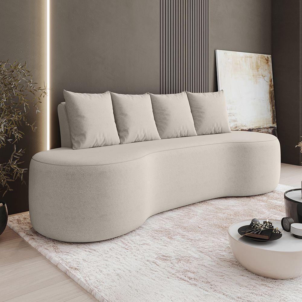 Sofá Orgânico Curvo 2,10m 3 Lugares Com Almofadas Ibiza Bexs Bege - 5