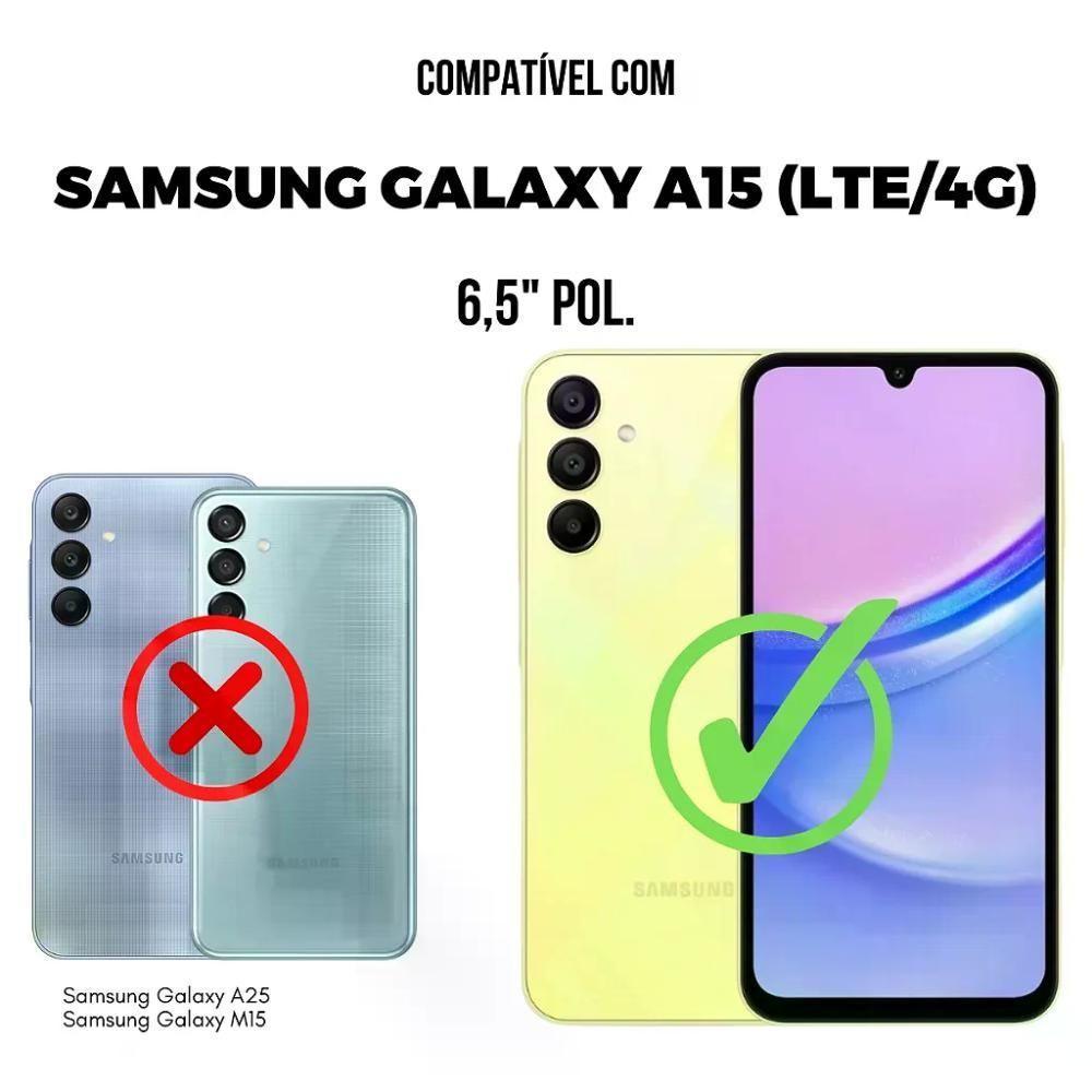 Kit Capa Silicon Veloz Para Samsung Galaxy A15 + Ring Socket + Cordão - Preto - Gshield - 9