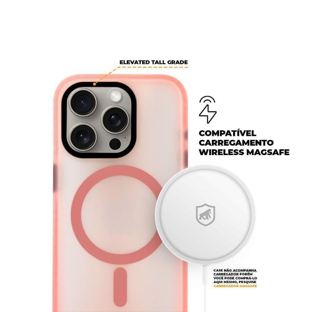 Kit Capa Magsafe Pro Rosa E Pelicula Coverage 5d Pro Preta Para Iphone 15 Pro - Gshield - 5