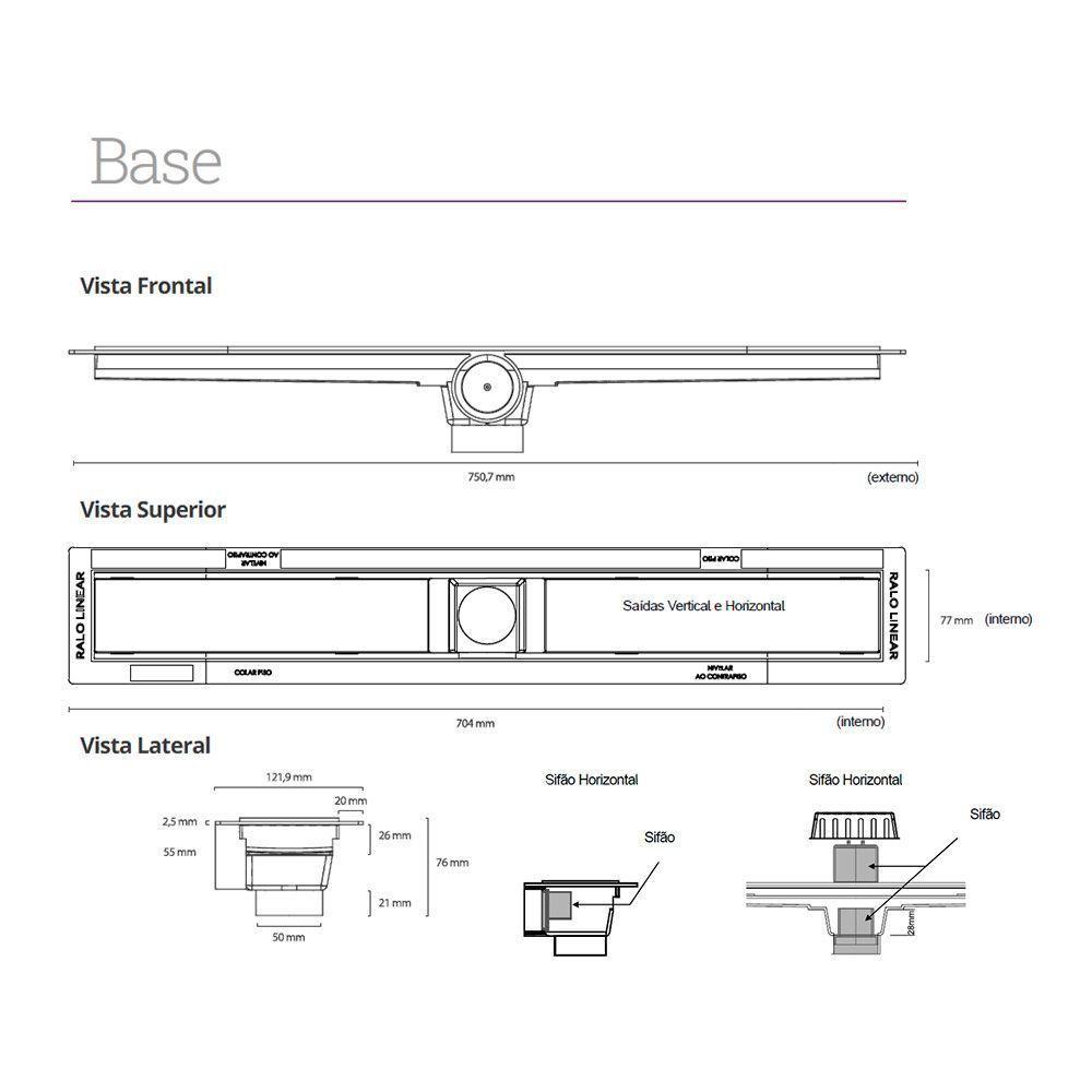 Ralo Linear Elleve Smart Sifonado 916 70cm Com Tampa Oculta - 2
