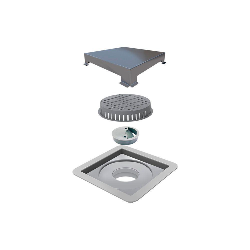 Ralo Linear Elleve Square 7342 10x10 Com Tampa Inox Inox 7342 - 1