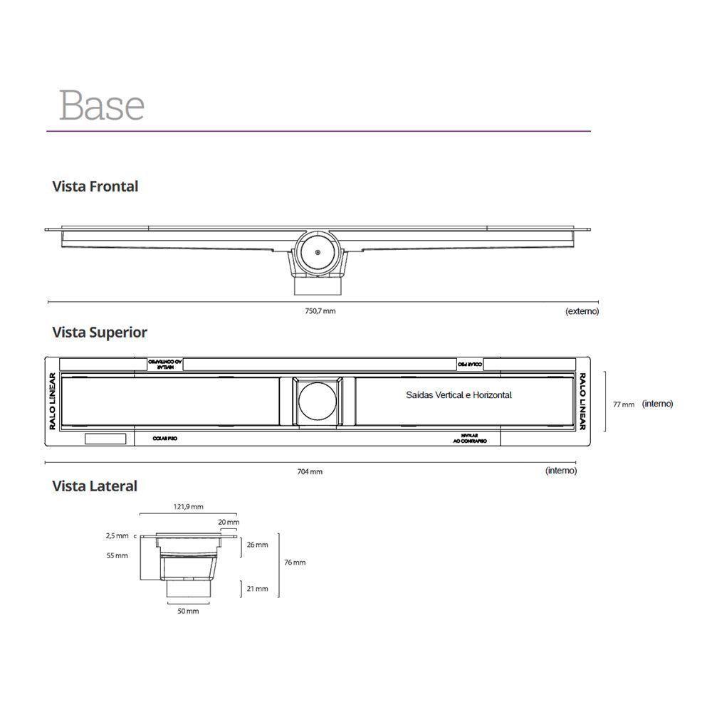 Ralo Linear Elleve Smart Seco 263 70cm Com Tampa Oculta 263 - 2