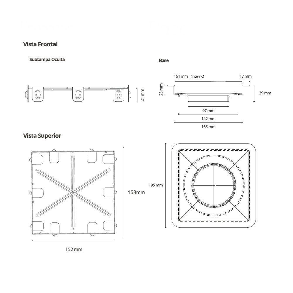 Ralo Linear Elleve Square 209 15x15 Com Tampa Oculta 209 - 2