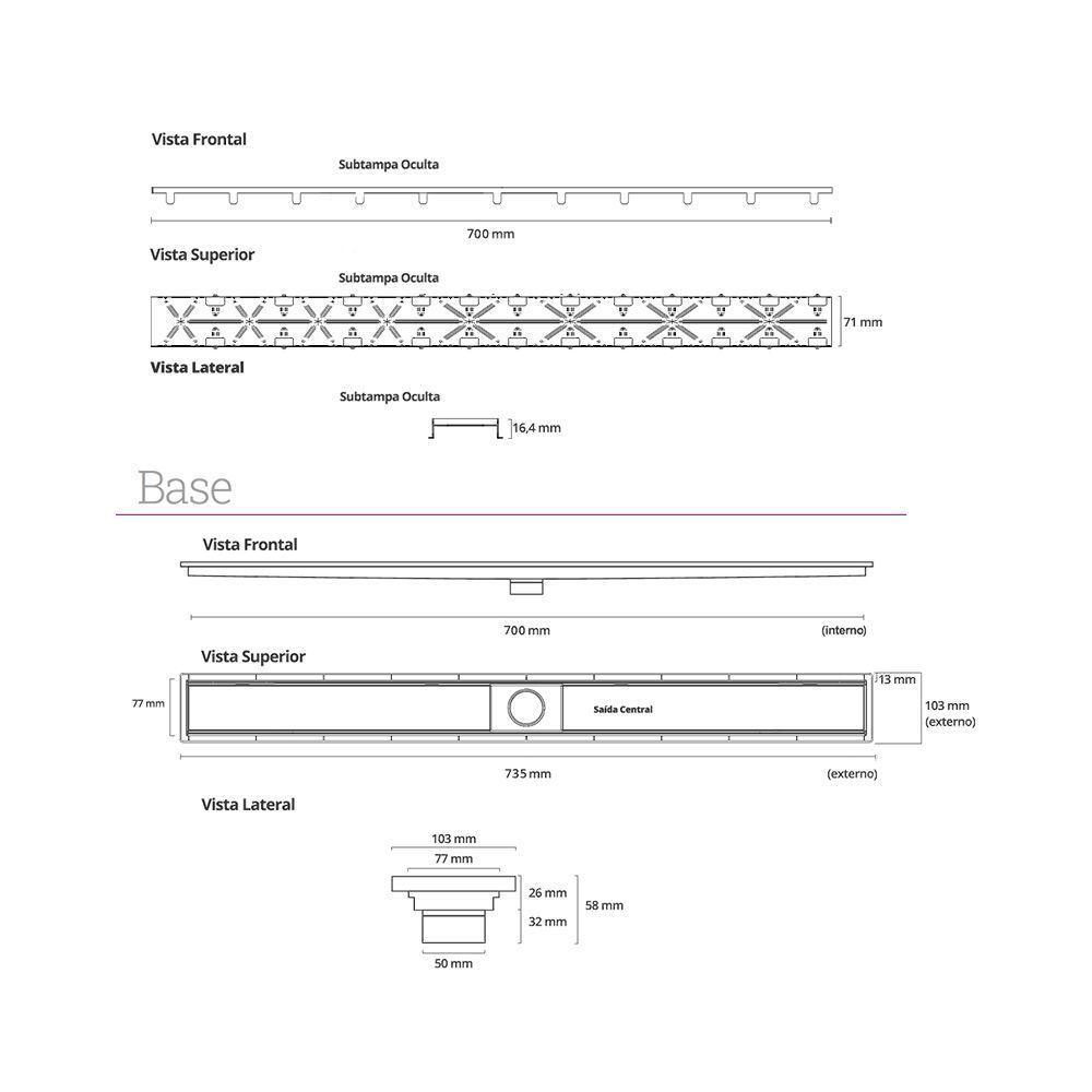 Ralo Linear Elleve Royal 8606 70cm Com Tampa Oculta 8606 - 2