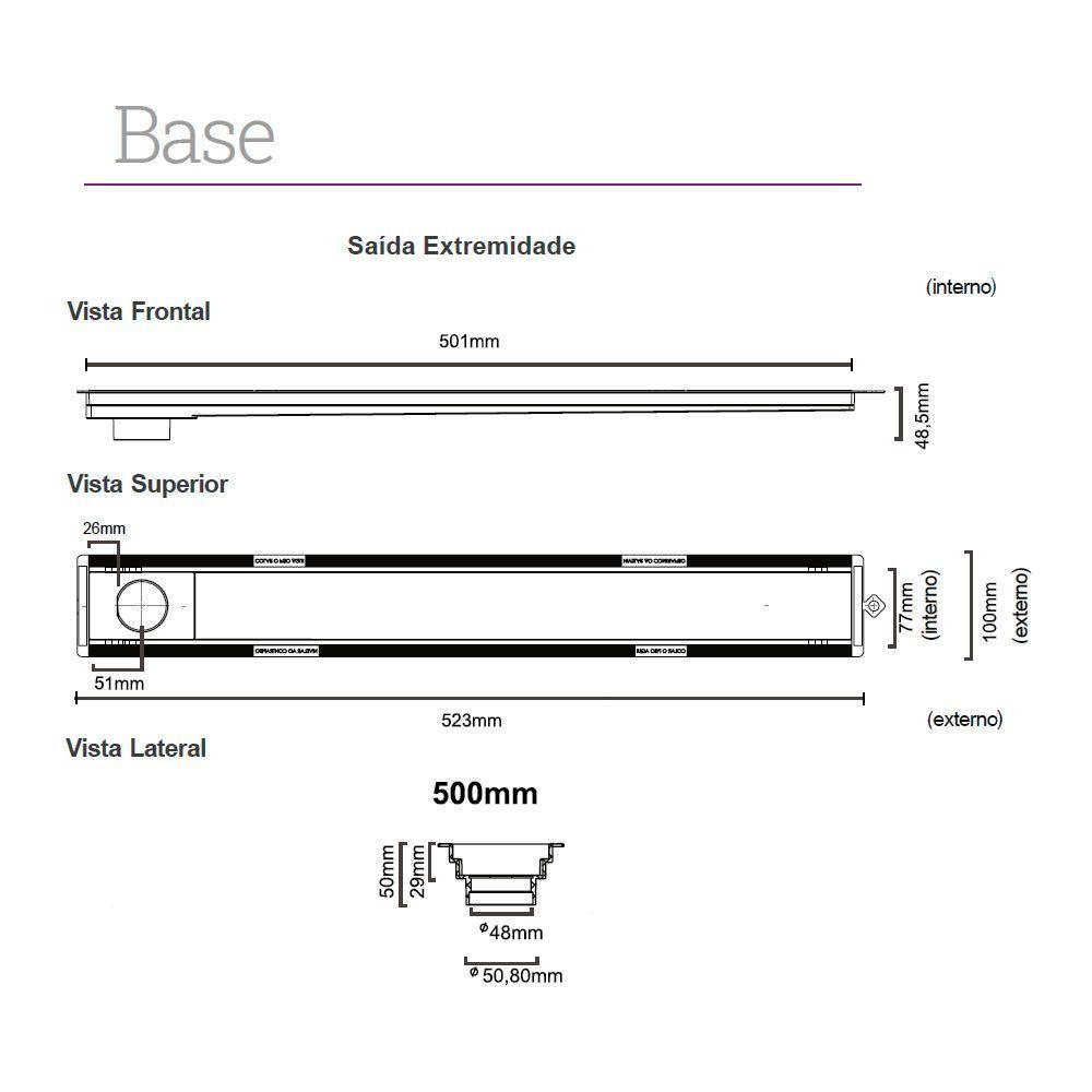 Ralo Linear Elleve Versatile 4251 50cm Saída Na Extremidade Com Tampa a Oculta 4251 - 2