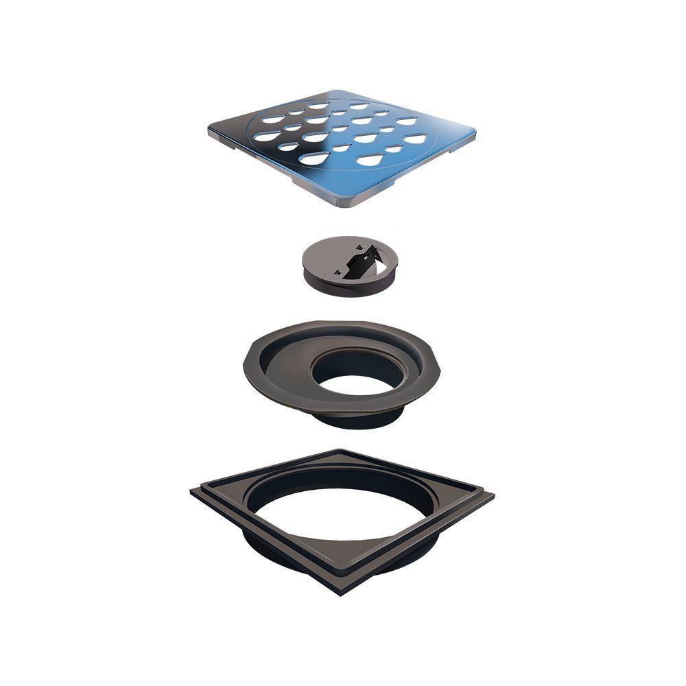 Grelha Para Ralo Linear Novii Quadrada 5205 10x10 Aço Inox - 1