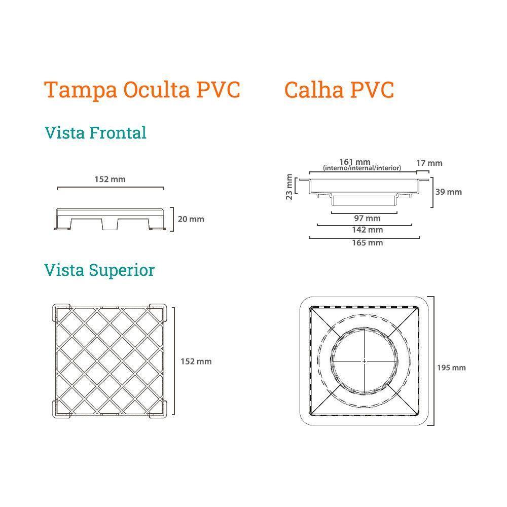 Ralo Linear Novii Seco Quadrado 4665 15x15 Com Tampa Oculta - 2