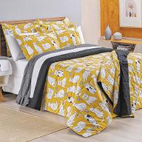Edredom Queen New Cats Estampado 200 Fios 100% Algodão 3 Peças - 1