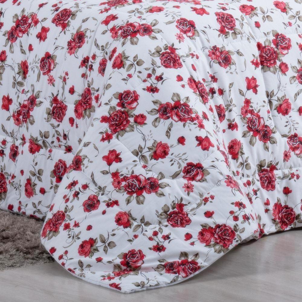 Edredom Queen Craft Percal 200 Fios 100% Algodão 5 Peças - Rosas Vermelha - 2