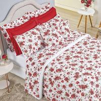 Edredom Queen Craft Percal 200 Fios 100% Algodão 5 Peças - Rosas Vermelha - 1