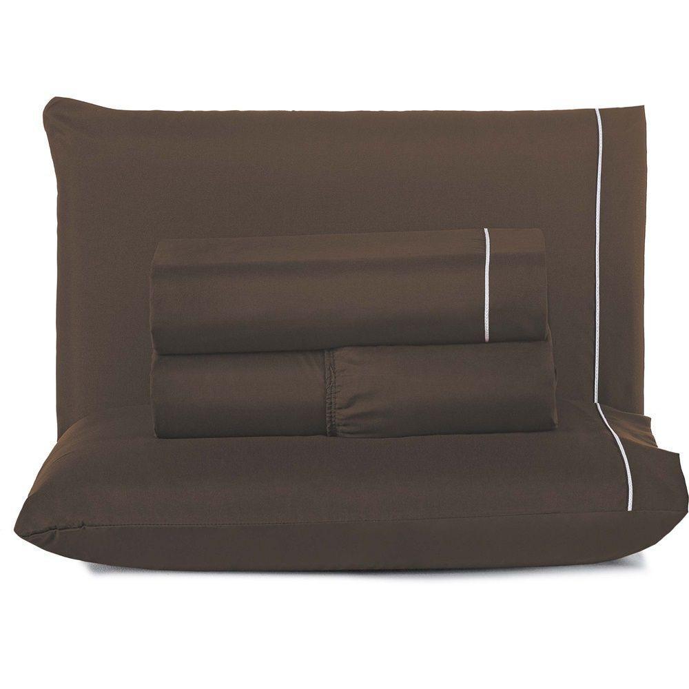 Jogo De Lençol Queen Top Line 180 Fios 4 Peças - Tabaco - 1