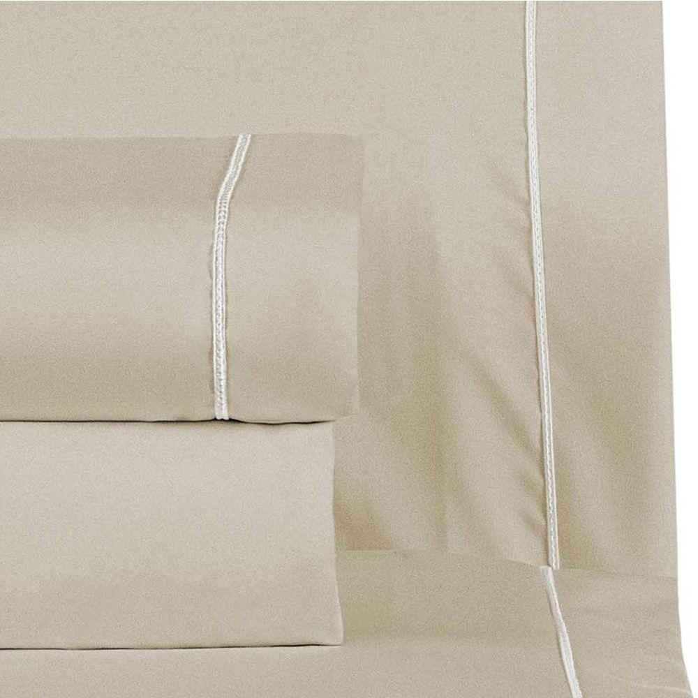 Jogo De Lençol Queen Top Line 180 Fios 4 Peças - Caqui - 2