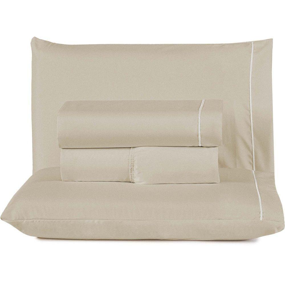 Jogo De Lençol King Top Line 180 Fios 4 Peças - Caqui - 1