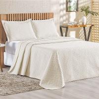 Cobre Leito Queen Bouti Mavie Geométrico 180 Fios 3 Peças - Marfim - 1