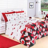 Edredom Casal Padrão Desire Percal 200 Fios 100% Algodão 5 Peças - Love - 1