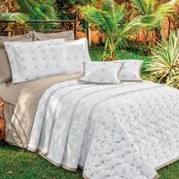 Cobre Leito King Istambul Bordado 200 Fios 100% Algodão 5 Peças - Branco - 1