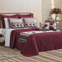 Kit Cobre Leito Queen Turin Com Almofadas E Peseira 180 Fios 10 Peças - Vinho - 1