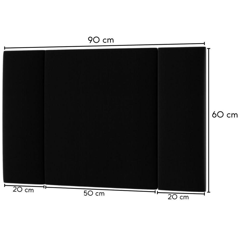 Cabeceira Estofada Cama Box Solteiro Com Led Splend 90 Cm Veludo Preto - 5