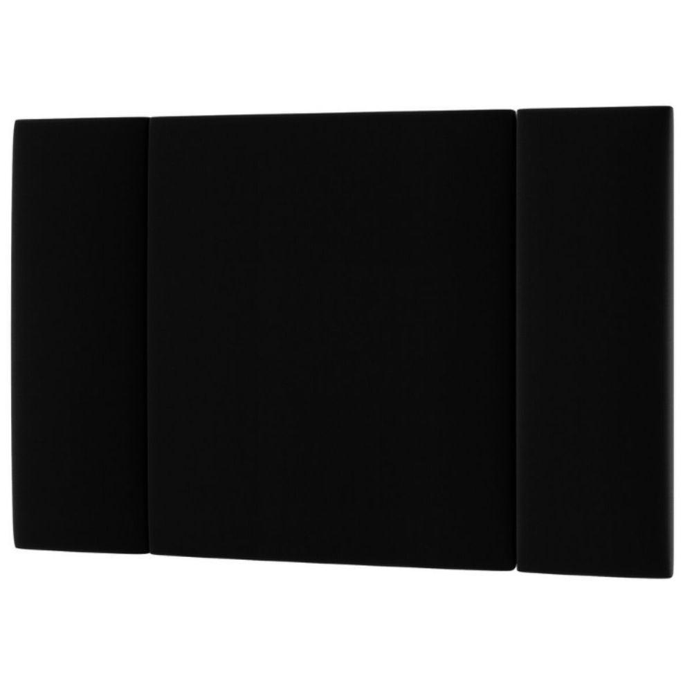 Cabeceira Estofada Cama Box Solteiro Com Led Splend 90 Cm Veludo Preto - 6