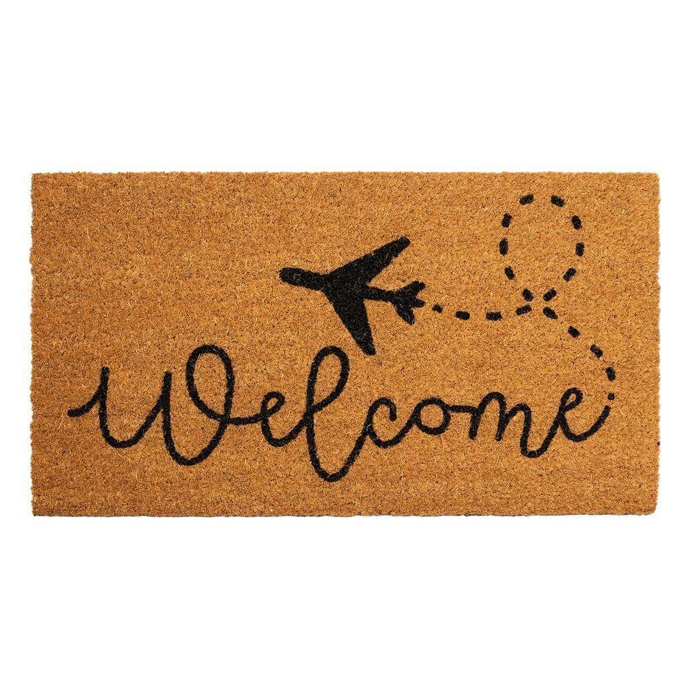 Capacho Fibra De Coco Estampado 29 Bege Preto 0,33x0,60m - 1