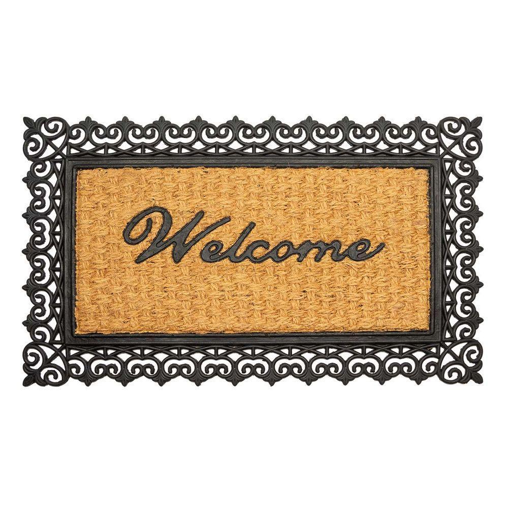 Capacho Fibra De Coco Prime 24 Bege Preto 0,45x0,75m - 1