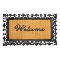 Capacho Fibra De Coco Prime 24 Bege Preto 0,45x0,75m - 1