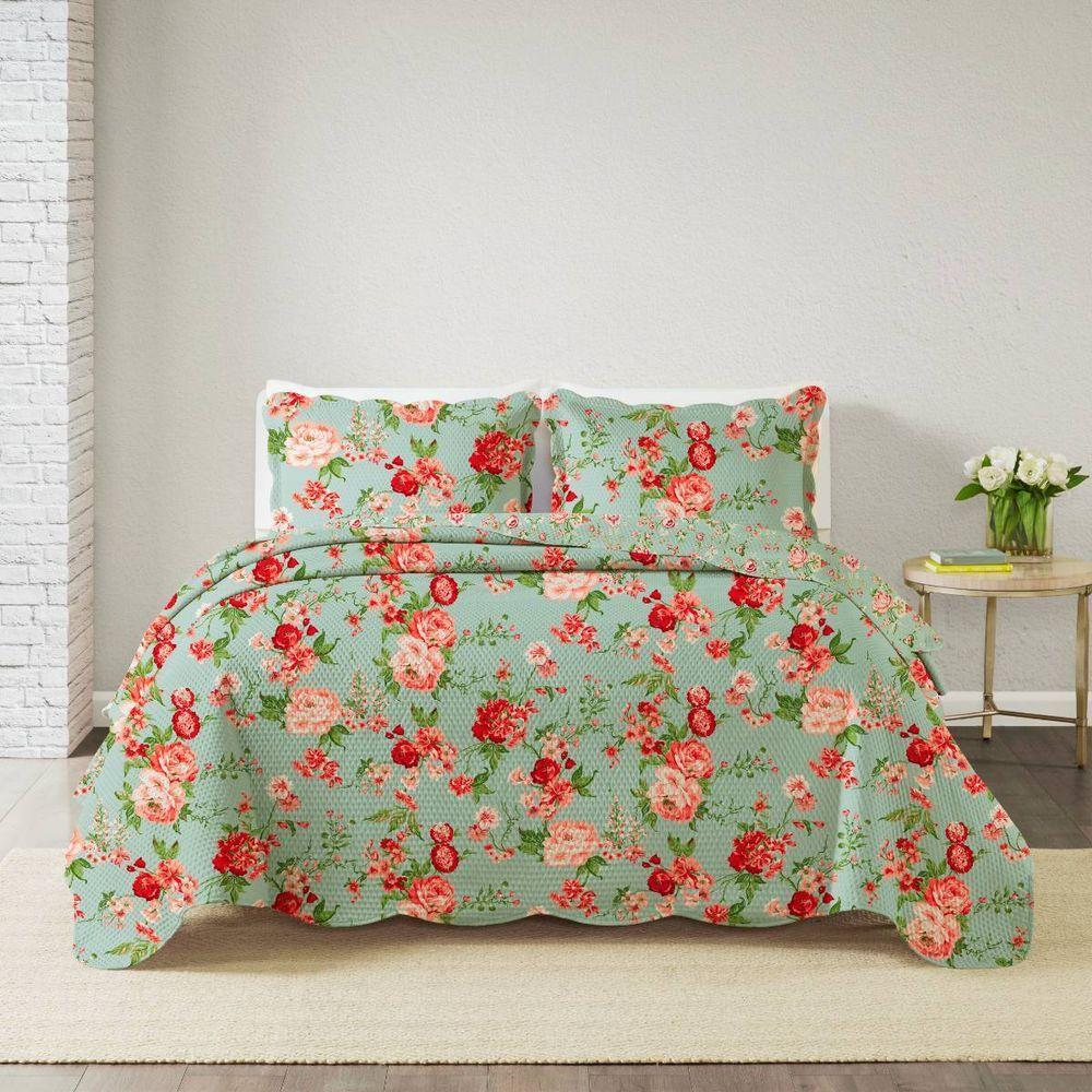 Kit Cobre Leito Solteiro Paris Patchwork + Porta Travesseiro Azul Tropical - 1