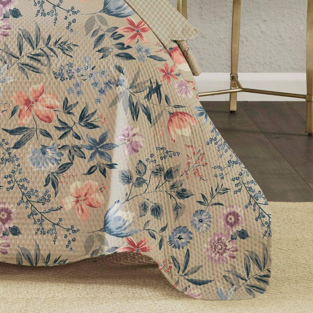 Kit Cobre Leito Solteiro Paris Patchwork + Porta Travesseiro Botanical - 2