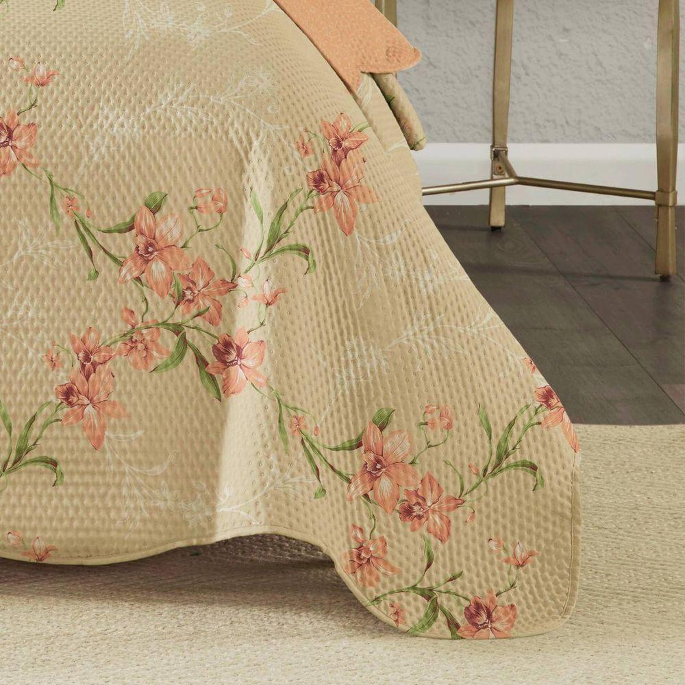 Kit Cobre Leito Solteiro Paris Patchwork + Porta Travesseiro Orquidea - 2