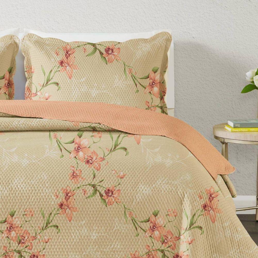 Kit Cobre Leito Queen Paris Patchwork + 2 Porta Travesseiros Orquidea - 3