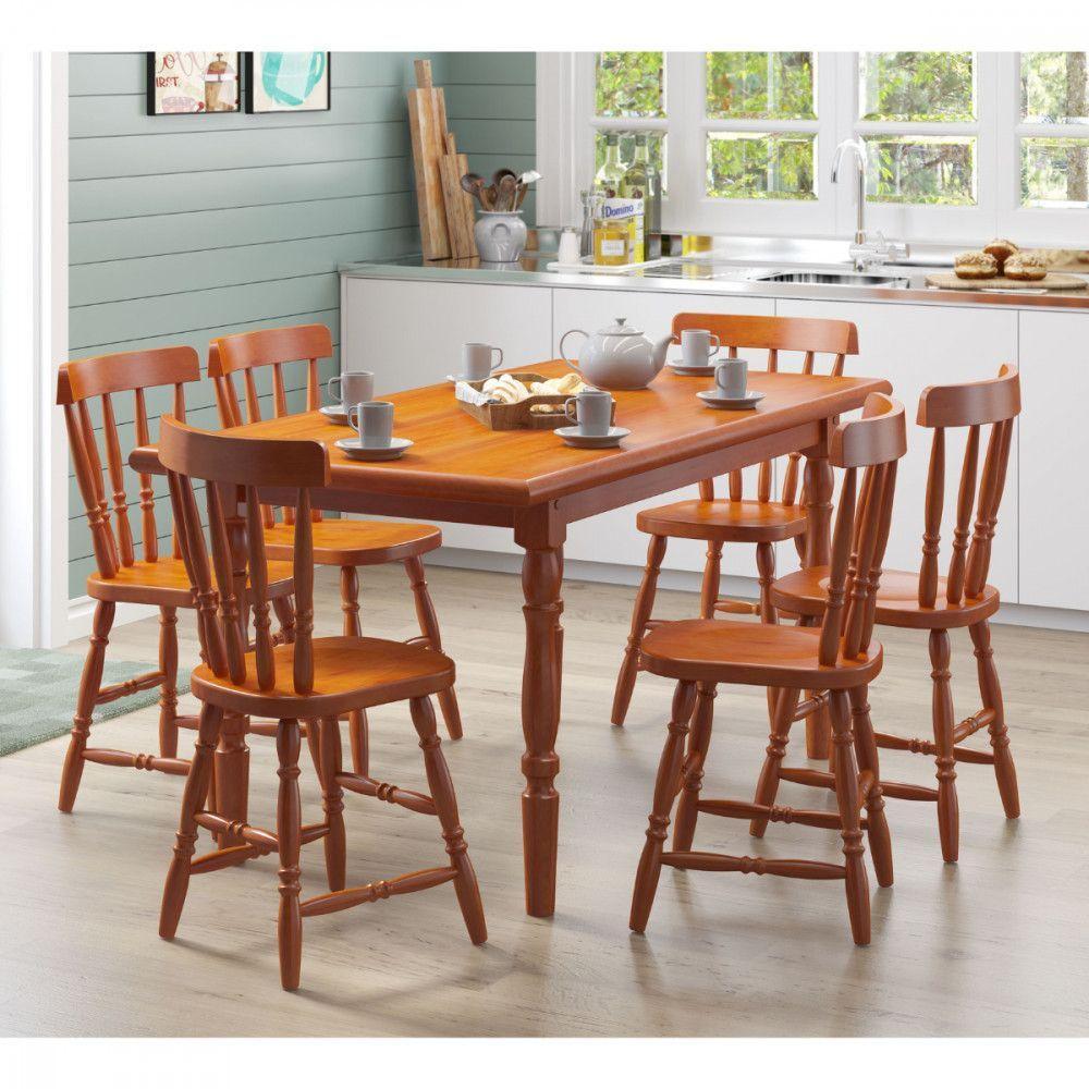 Mesa De Jantar Com 6 Cadeiras Piratini Mel Viero Mel - 4