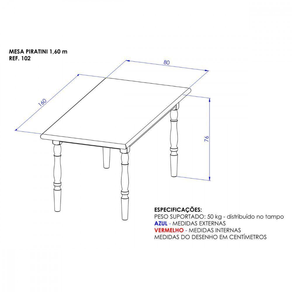 Mesa De Jantar Com 6 Cadeiras Piratini Mel Viero Mel - 6