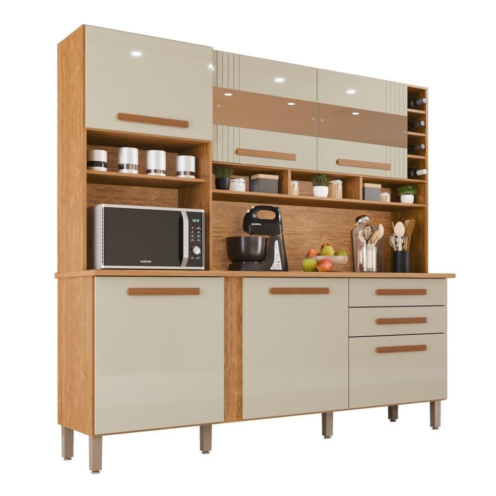 Cozinha 6 Portas 2 Gavetas Amanda Com Espelho - Tudo De Móveis Cinamomo/grafite - 6