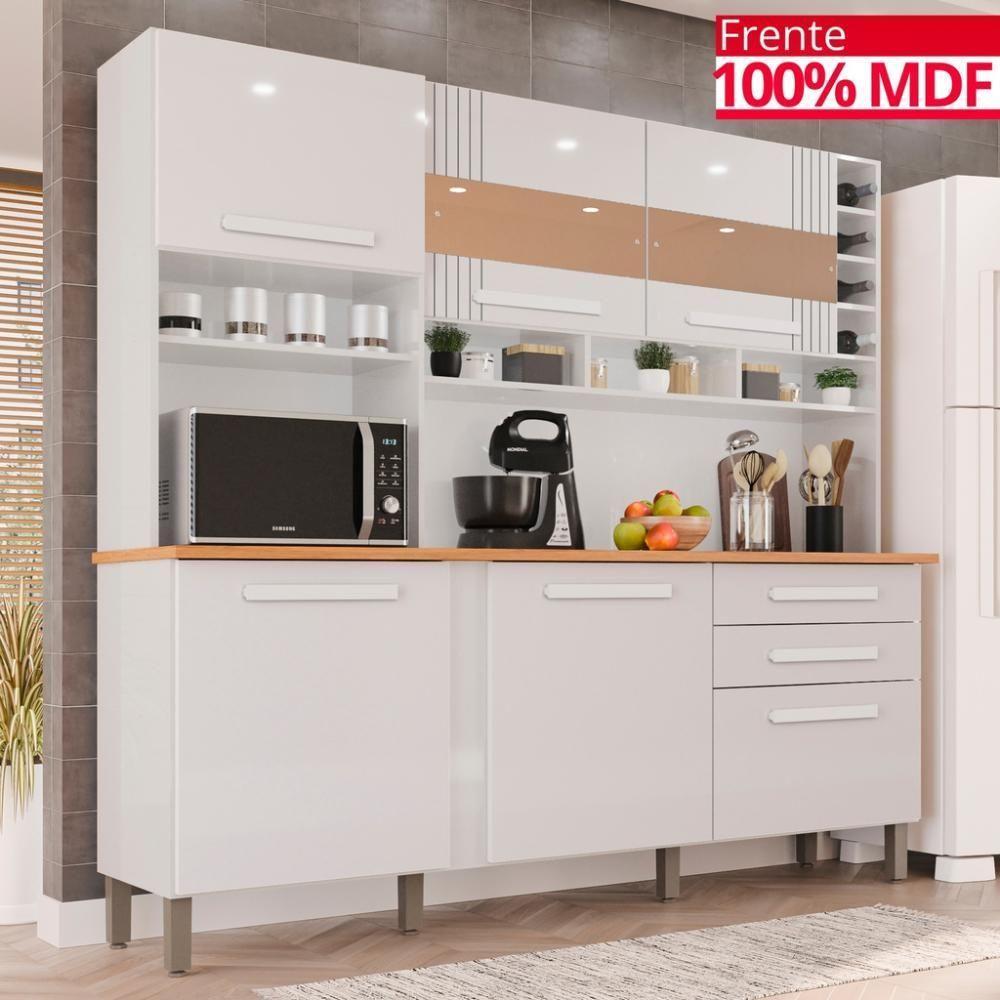 Cozinha 6 Portas 2 Gavetas Amanda Com Espelho - Tudo De Móveis Cinamomo/grafite - 7