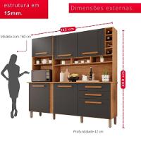 Cozinha 6 Portas 2 Gavetas ágata - Tudo De Móveis Cinamomo/off - 6