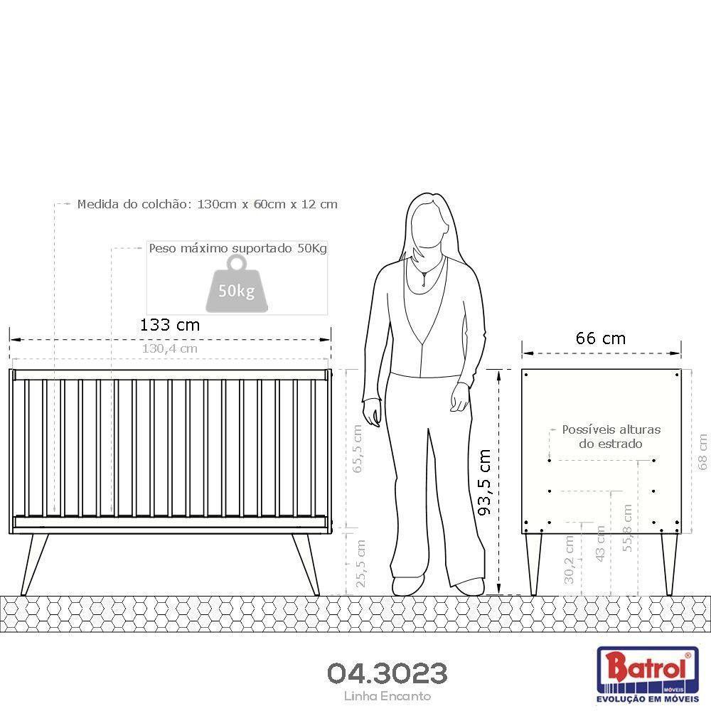 Berço Simples Encanto Nogal Com Branco Brilho Batrol Nogal E Branco - 3