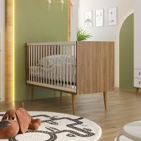 Berço Simples Encanto Nogal Com Branco Brilho Batrol Nogal E Branco - 2