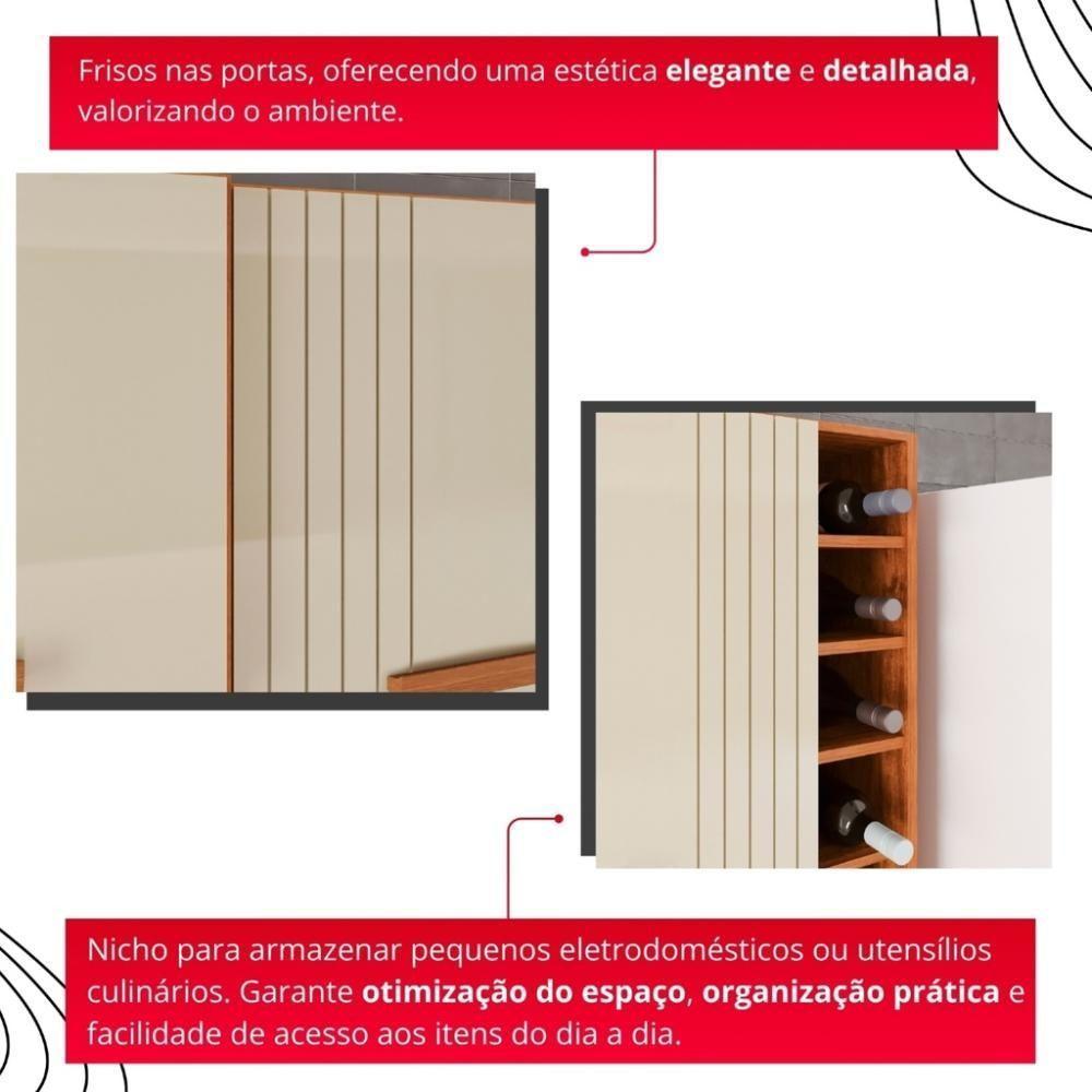 Cozinha 6 Portas 2 Gavetas Amanda Com Espelho - Tudo De Móveis Cinamomo-off - 4