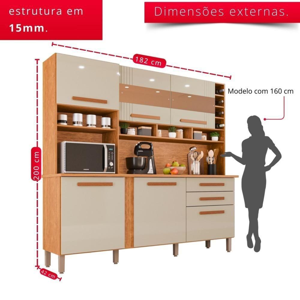Cozinha 6 Portas 2 Gavetas Amanda Com Espelho - Tudo De Móveis Cinamomo-off - 9