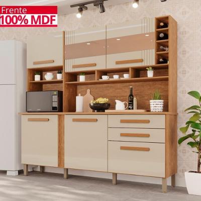 Cozinha 6 Portas 2 Gavetas ágata Com Espelho - Tudo De Móveis Cinamomo/grafite