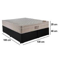 Cama Box Baú Casal Sintético Bipartido + Colchão Ortobom Airtech Molas Ensacadas 65x138x188 preto - 2