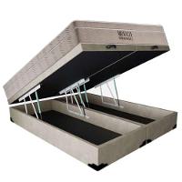 Cama Box Baú Casal Suede Bipartido + Colchão Ortobom Airtech Molas Ensacadas 65x138x188 bege - 7