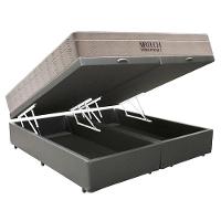 Cama Box Baú Casal Bipartido Sintético + Colchão Ortobom Airtech Molas Ensacadas 65x138x188 Cinza