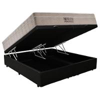 Cama Box Baú Casal Bipartido Sintético + Colchão Ortobom Airtech Molas Ensacadas 65x138x188 Preto - 6