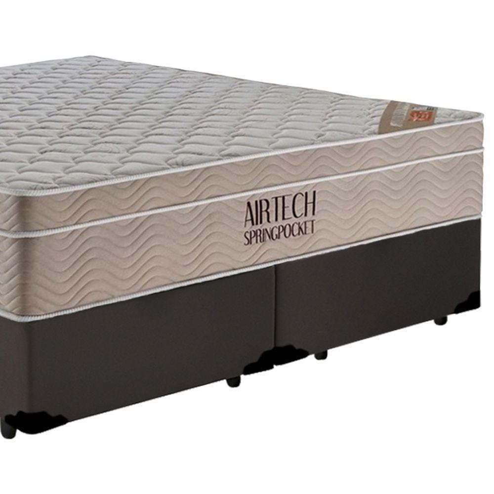 Cama Box Casal Bipartido Sintético + Colchão Ortobom Airtech Molas Ensacadas 65x138x188 Marrom - 7