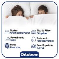 Cama Box Baú Casal Bipartido Sintético + Colchão Ortobom Airtech Molas Ensacadas 65x138x188 Cinza